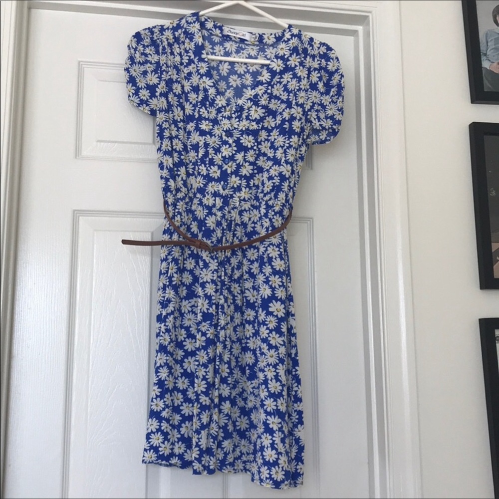 Daisy Print Navy Dress